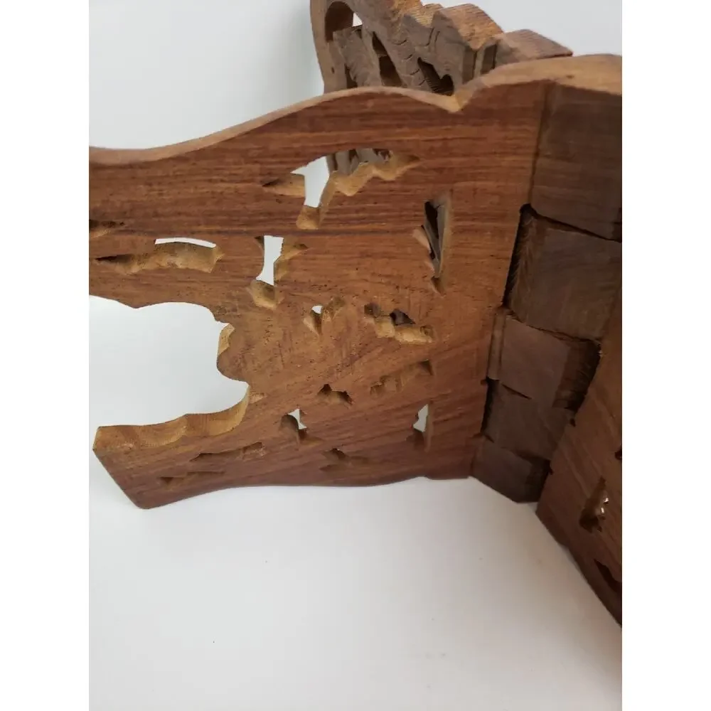 Hand Carved Wood Large Book/Bible Stand Holder Foldable